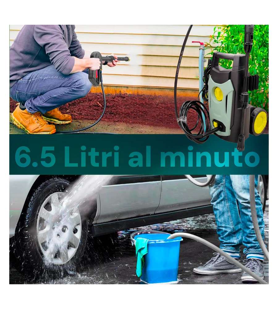 Kombo Idropulitrice ad Acqua Fredda con Ruote 1200W 100Bar 6,5L/Min