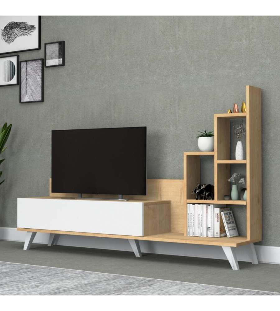 Mobile porta Tv con libreria Bingo rovere 160 cm.