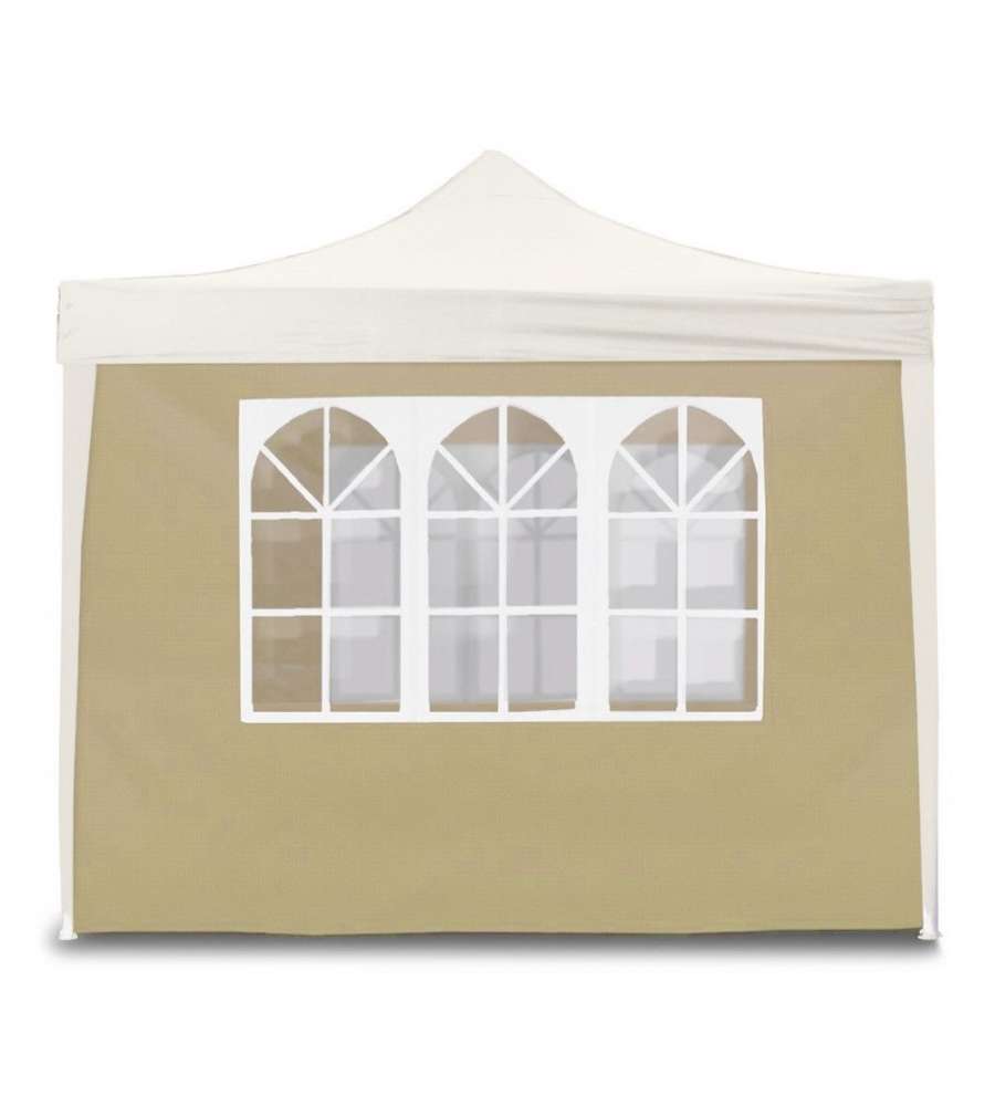 Telo laterale 3x2m beige con finestre per gazebo richiudibile 3x3mt