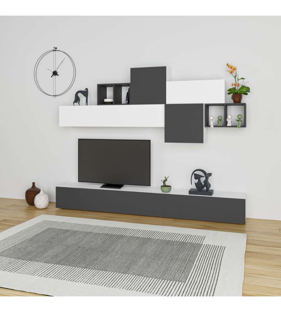 Parete attrezzata Tromen 260 cm. bianco antracite MTV234474