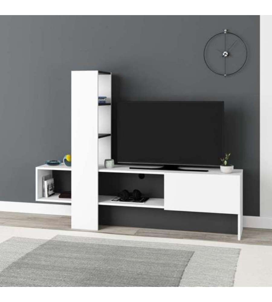 Mobile porta TV Troia bianco antracite con anta a ribalta