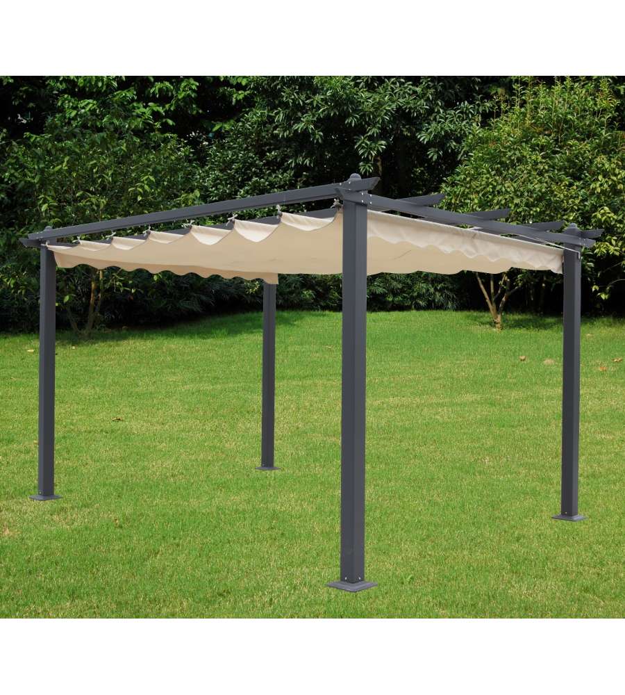 Pergola in alluminio tetto scorrevole antracite 3 x 3 m