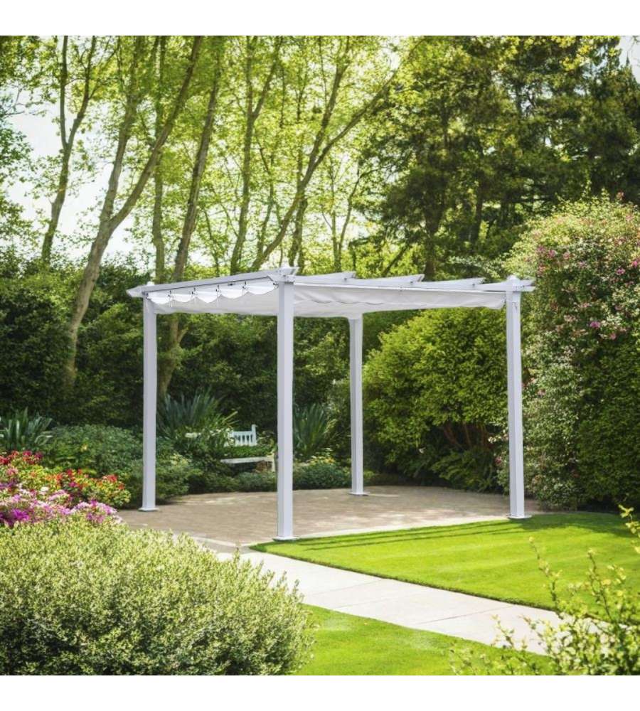 Domo Mea Pergola da Giardino in Alluminio Bianco 3x3 m - Facile Montaggio