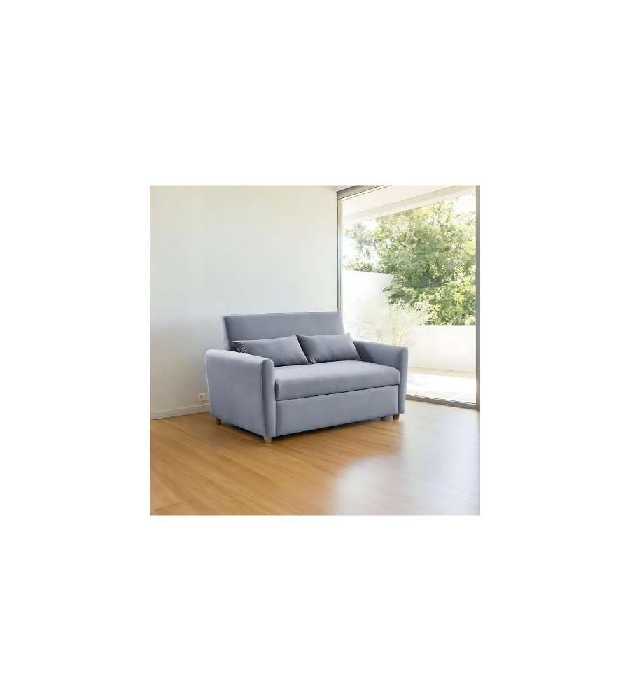 Domo Mea Divano Letto Due Posti in Tessuto Grigio con Meccanismo Pull-Out - Dimensioni 140x86x88 cm