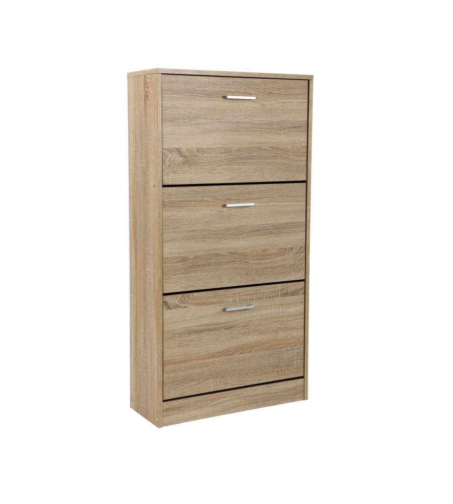 Domo Mea Scarpiera Nature 3 ribalte in legno naturale - 60x24x117 cm