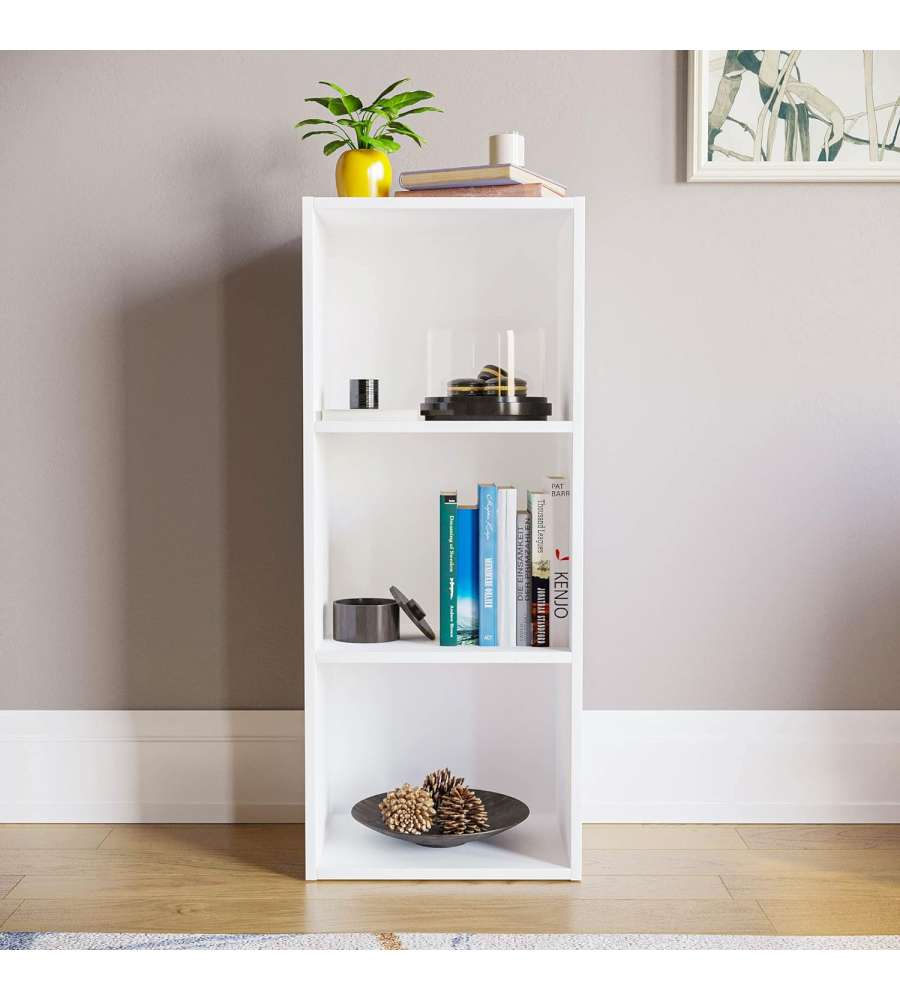 Libreria 3 ripiani bianca - 40 x 29 x 80 cm per ufficio o salotto