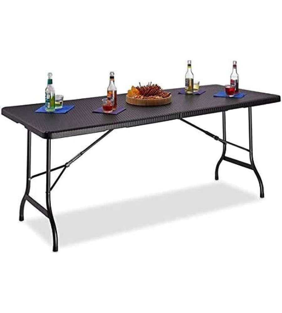 Tavolo Pieghevole Catering in Resina Nero - 182x74 cm