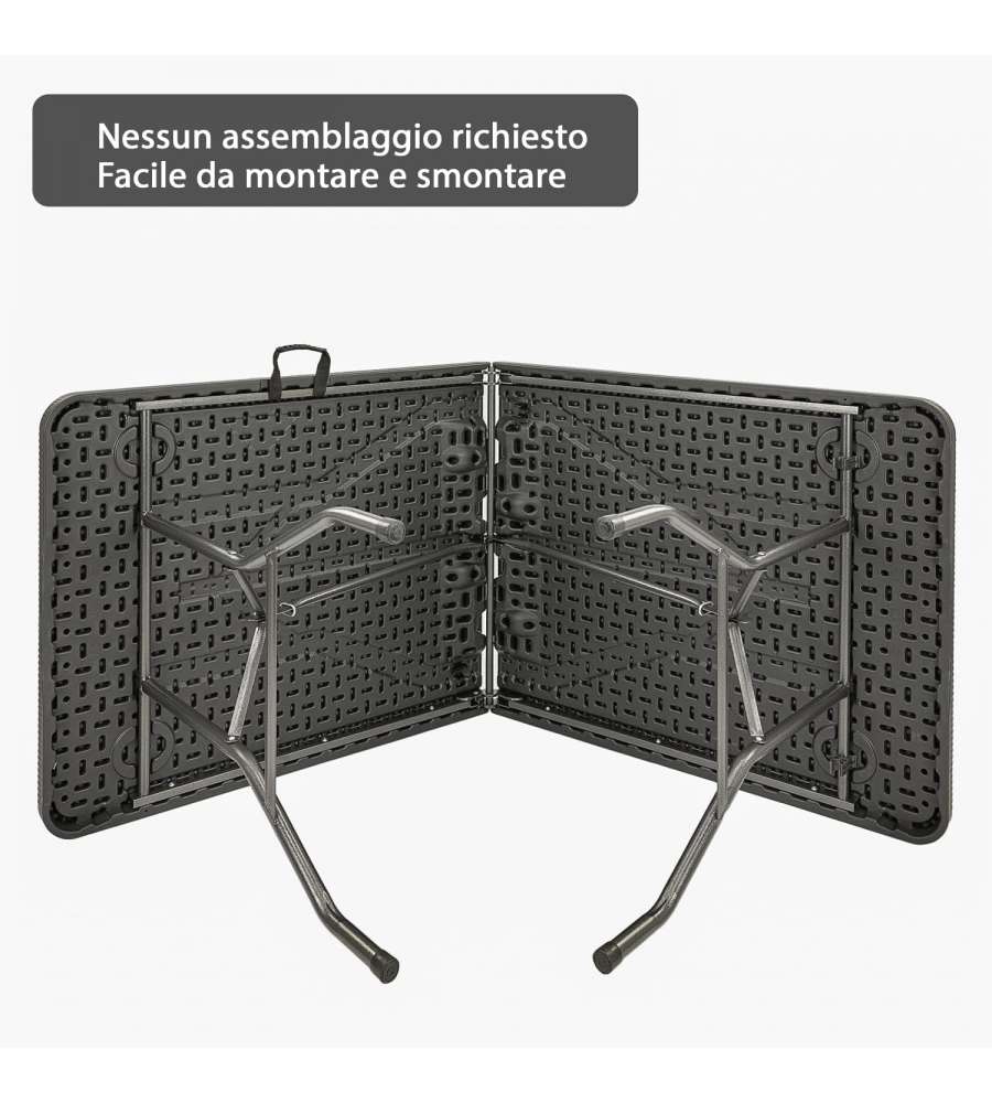 Tavolo Pieghevole Catering in Resina Nero - 182x74 cm