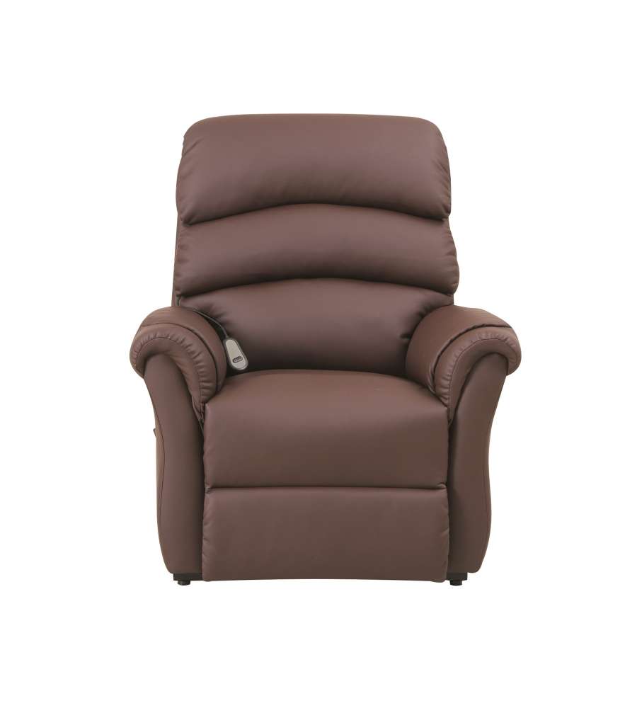 Poltrona Relax Massaggiante in Similpelle Brown - Recliner Elettrico e Alzapersona