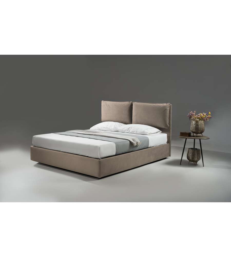 Domo Mea Letto Contenitore con Cuscino Tortora - Elegante e Comodo 160x190 cm