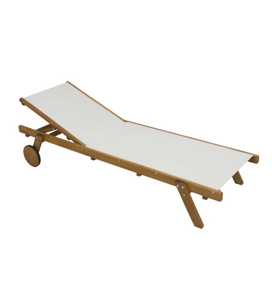 Domo Mea Lettino Prendisole da Giardino in Eucalipto e Tela Ecru - 195x71 cm