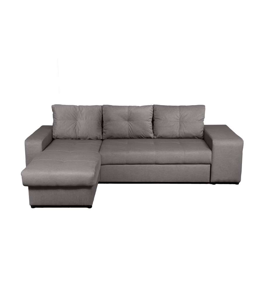 Domo Mea Divano angolare Virginia grigio 3 posti con pouf - 250x160 cm