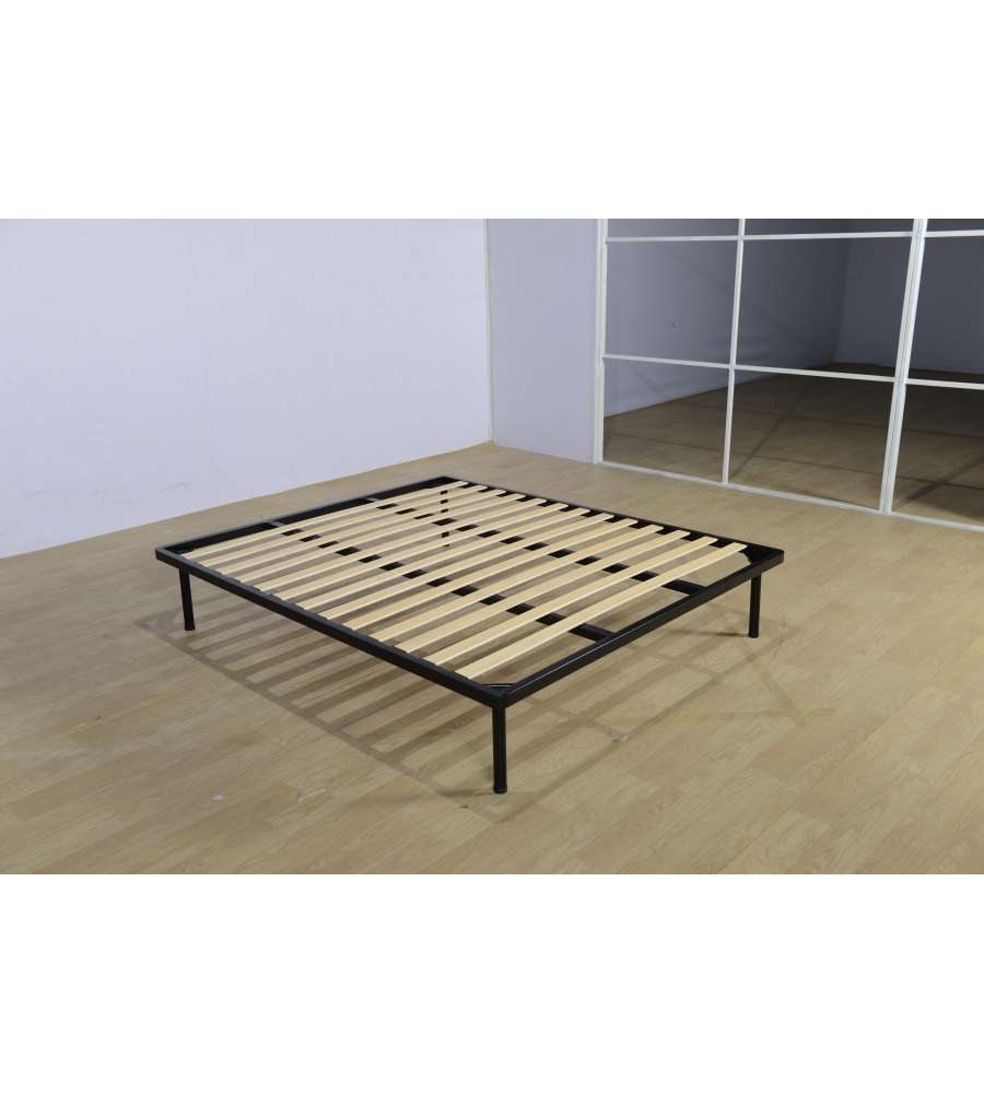 Domo Mea Rete Letto 13 Doghe in Legno e Metallo Nero - 160x190 cm