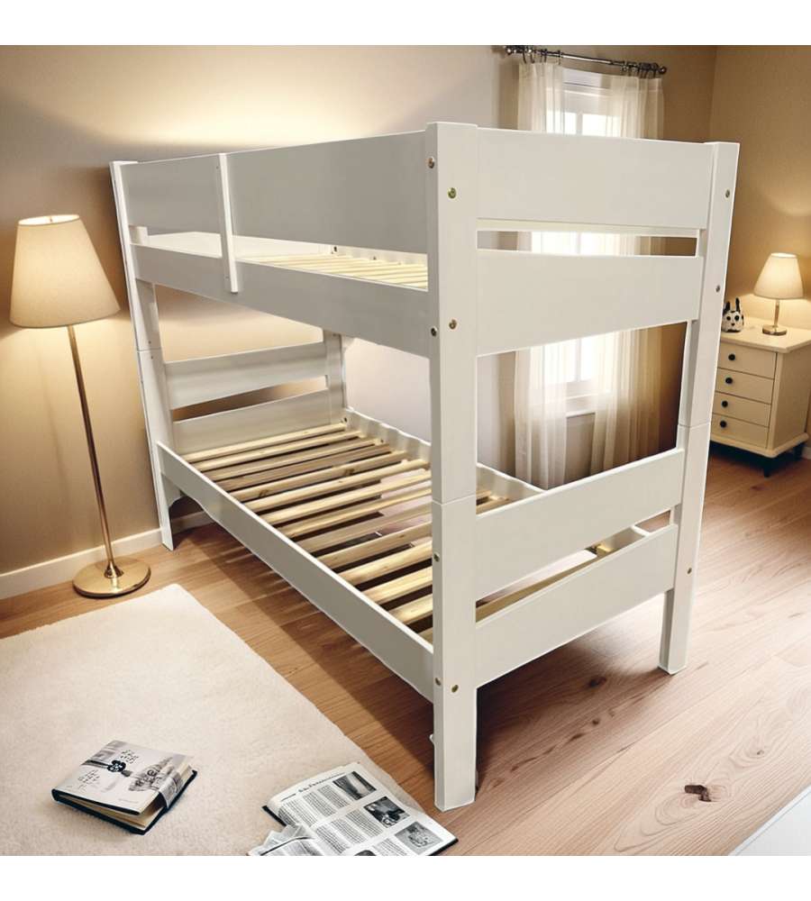 Domo Mea Letto a Castello in Legno Bianco - 199x89.5 cm