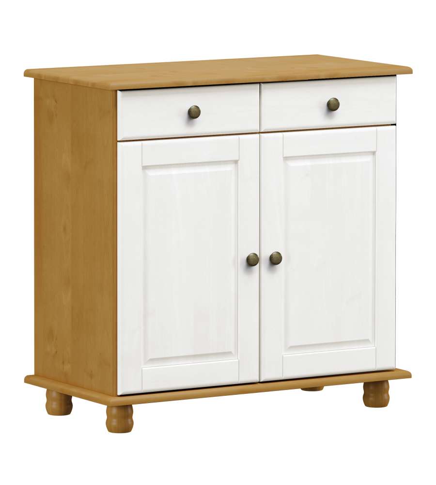 Domo Mea Credenza in Legno Teak e Bianco - 2 Ante e 2 Cassetti