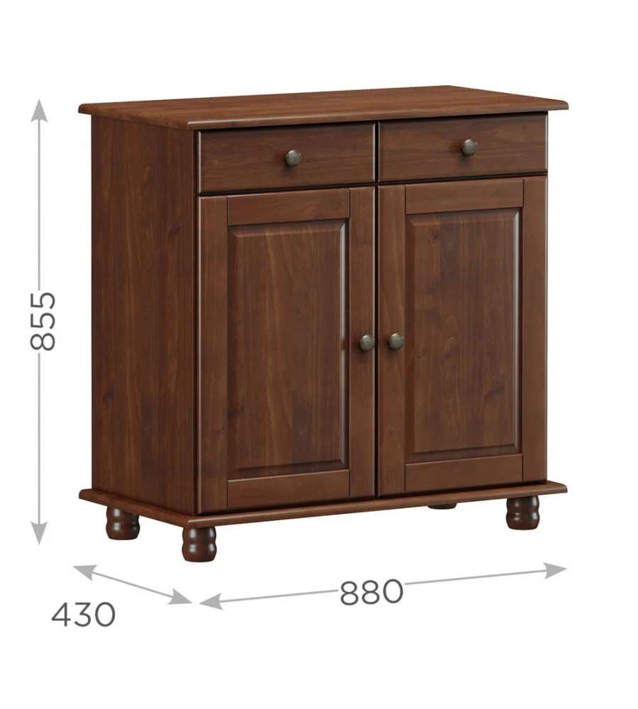 Domo Mea Credenza Ciliegio con 2 Ante e Cassetti - 88x43x86 cm