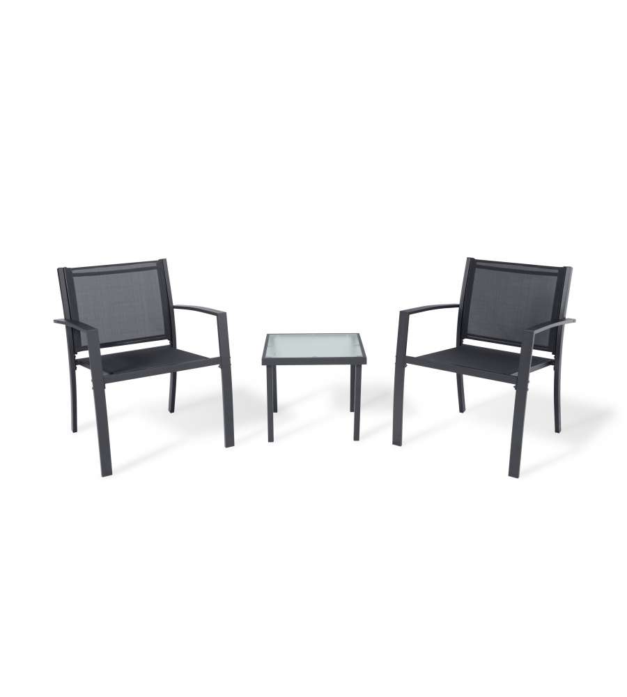 Domo Mea Set Patio Salotto da esterno Antracite 2 sedie 1 tavolo