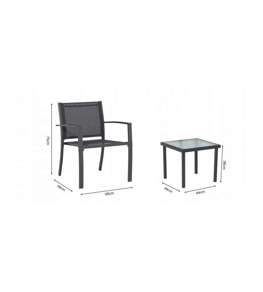 Domo Mea Set Patio Salotto da esterno Antracite 2 sedie 1 tavolo