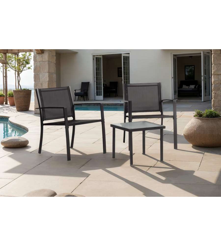 Domo Mea Set Patio Salotto da esterno Antracite 2 sedie 1 tavolo