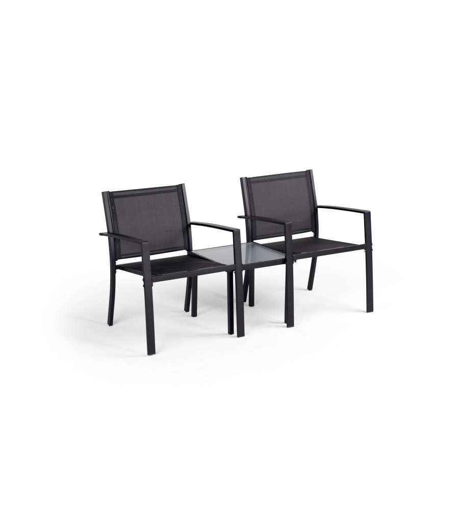 Domo Mea Set Patio Salotto da esterno Antracite 2 sedie 1 tavolo