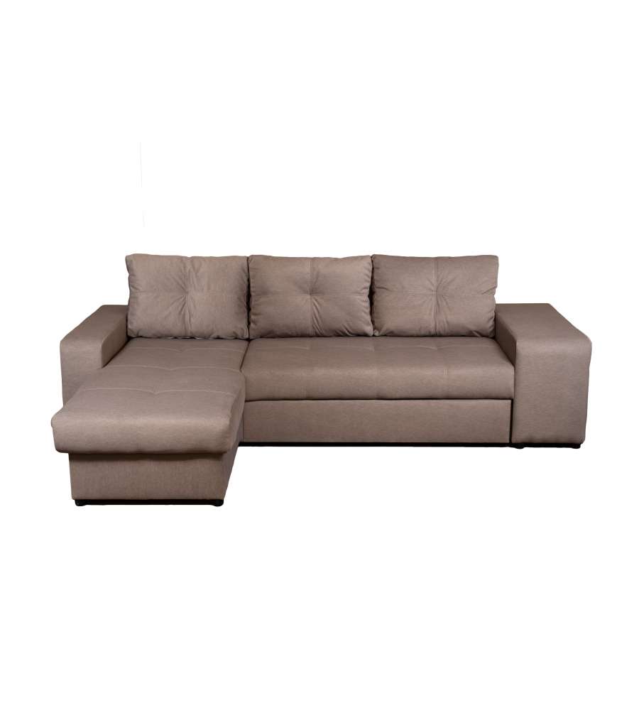 Domo Mea Divano angolare Virginia Tortora 3 posti trasformabile 250x160 cm