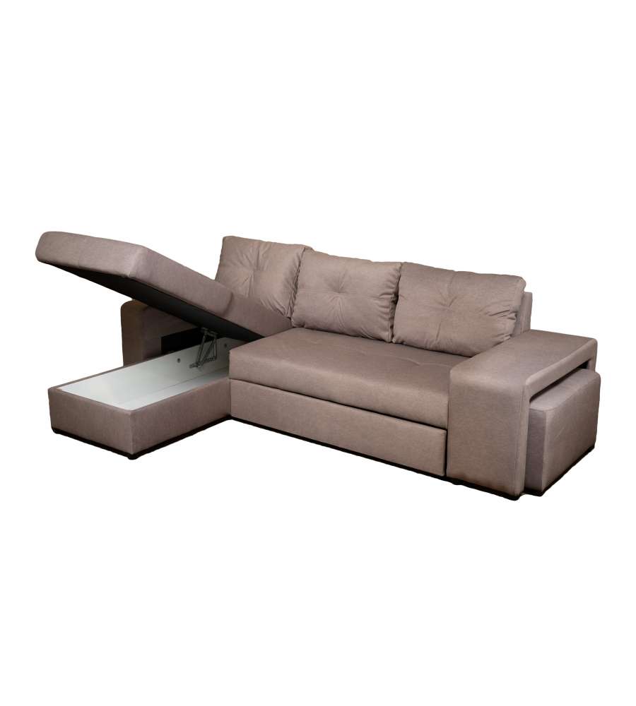 Domo Mea Divano angolare Virginia Tortora 3 posti trasformabile 250x160 cm
