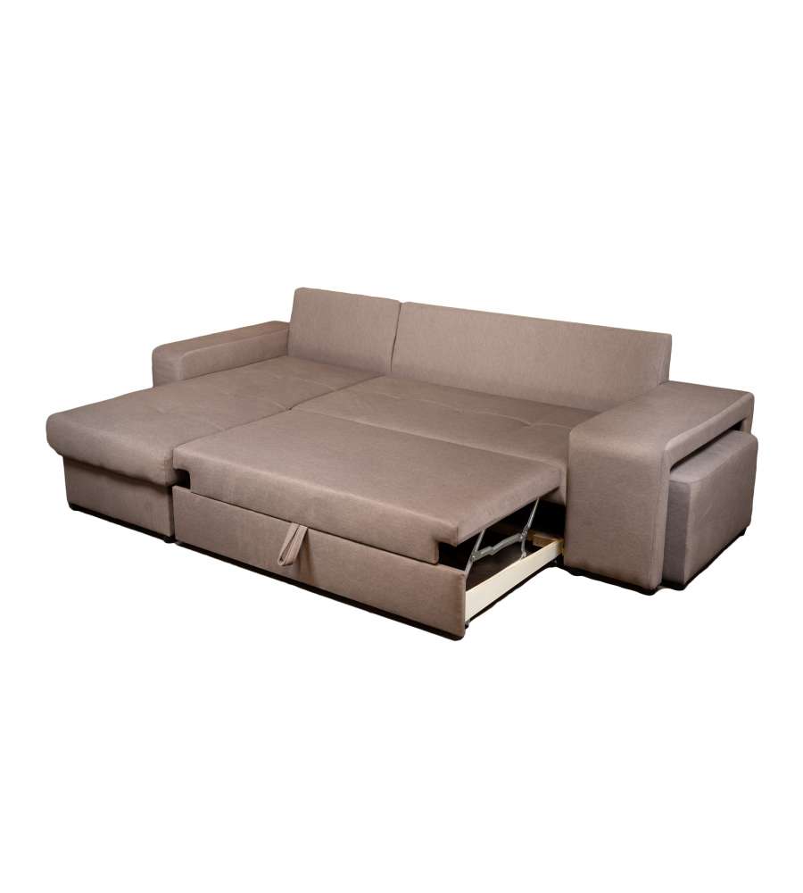Domo Mea Divano angolare Virginia Tortora 3 posti trasformabile 250x160 cm