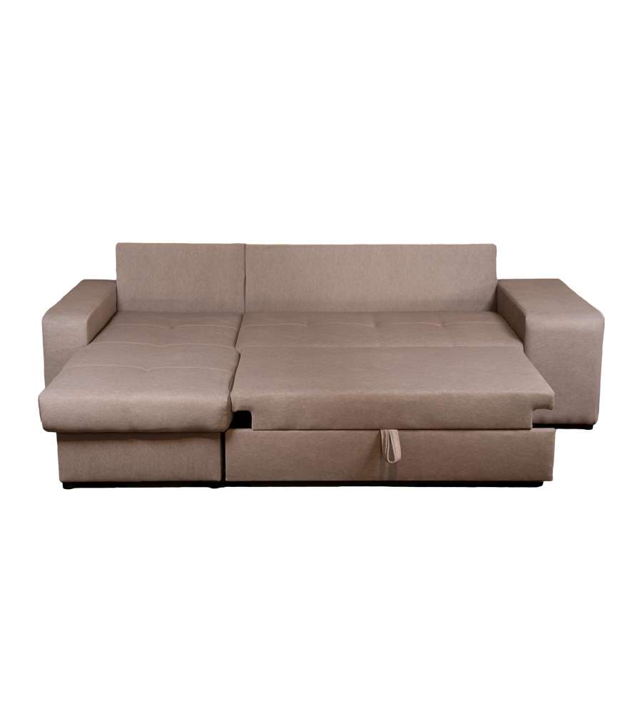 Domo Mea Divano angolare Virginia Tortora 3 posti trasformabile 250x160 cm