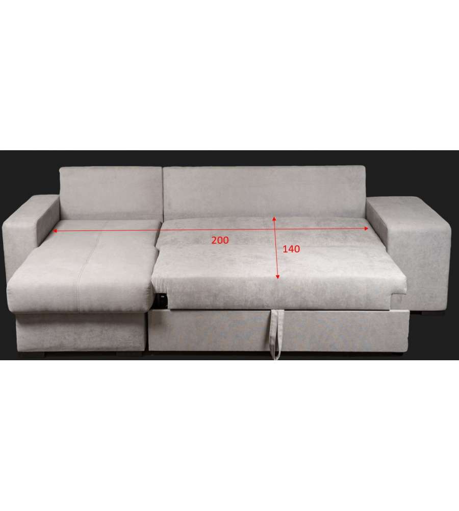 Domo Mea Divano angolare Virginia Tortora 3 posti trasformabile 250x160 cm
