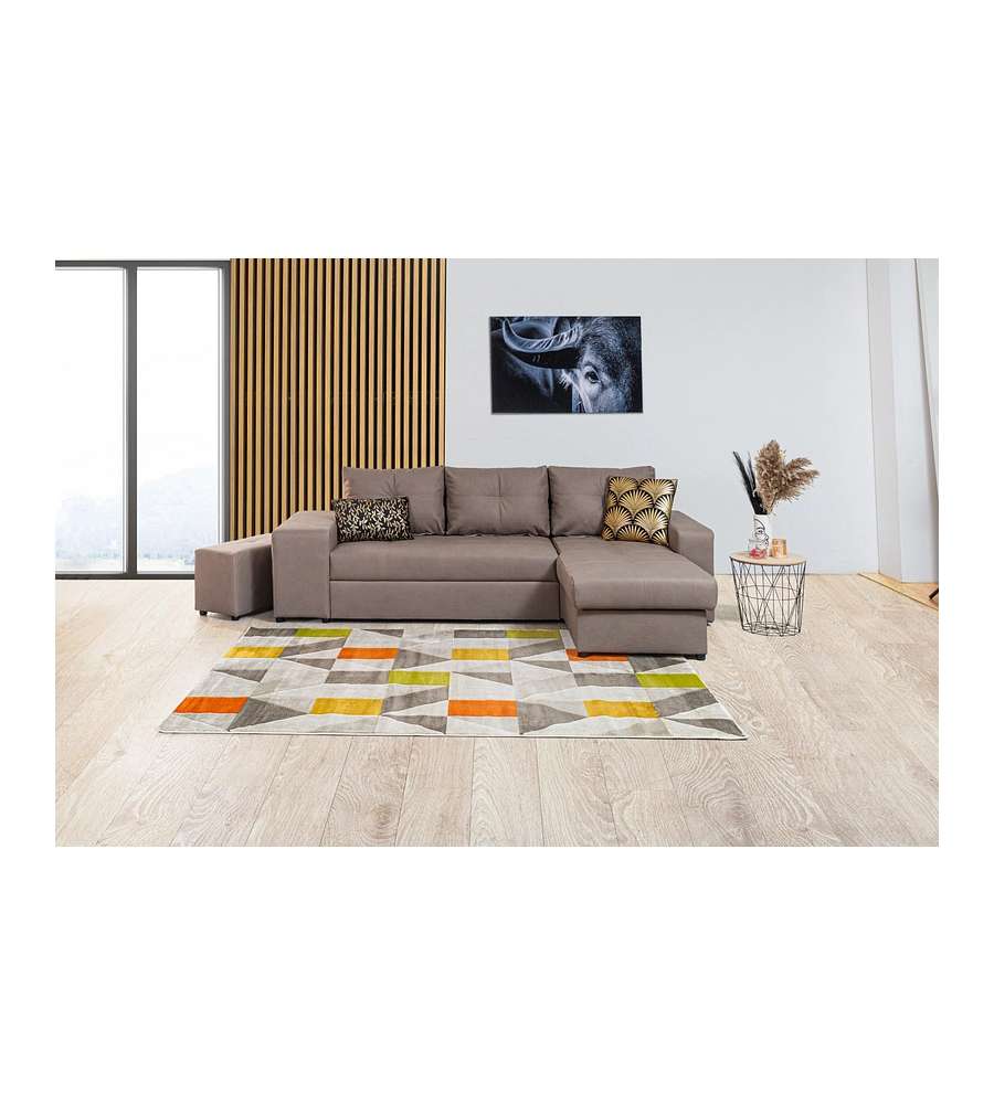 Domo Mea Divano angolare Virginia Tortora 3 posti trasformabile 250x160 cm