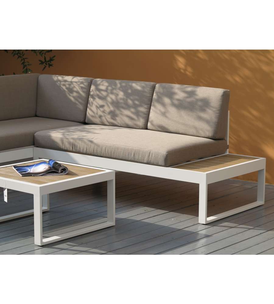 Domo Mea Salotto da giardino Silvia in alluminio bianco e rovere