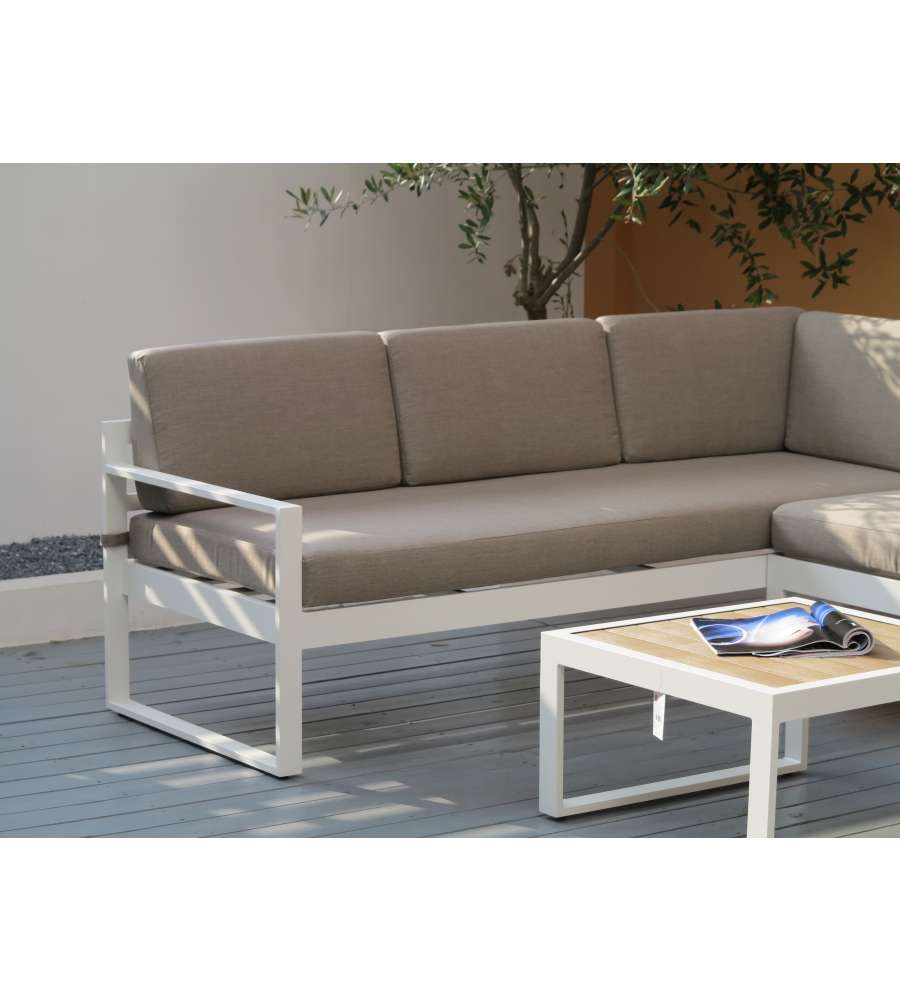 Domo Mea Salotto da giardino Silvia in alluminio bianco e rovere