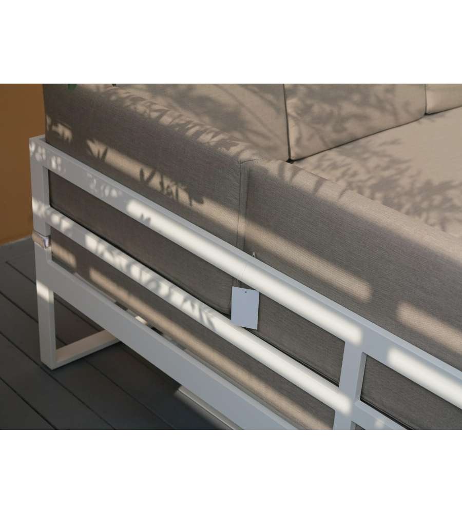 Domo Mea Salotto da giardino Silvia in alluminio bianco e rovere