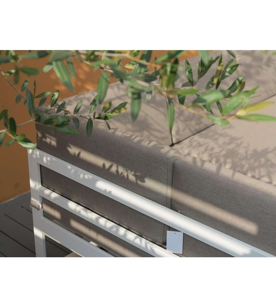 Domo Mea Salotto da giardino Silvia in alluminio bianco e rovere