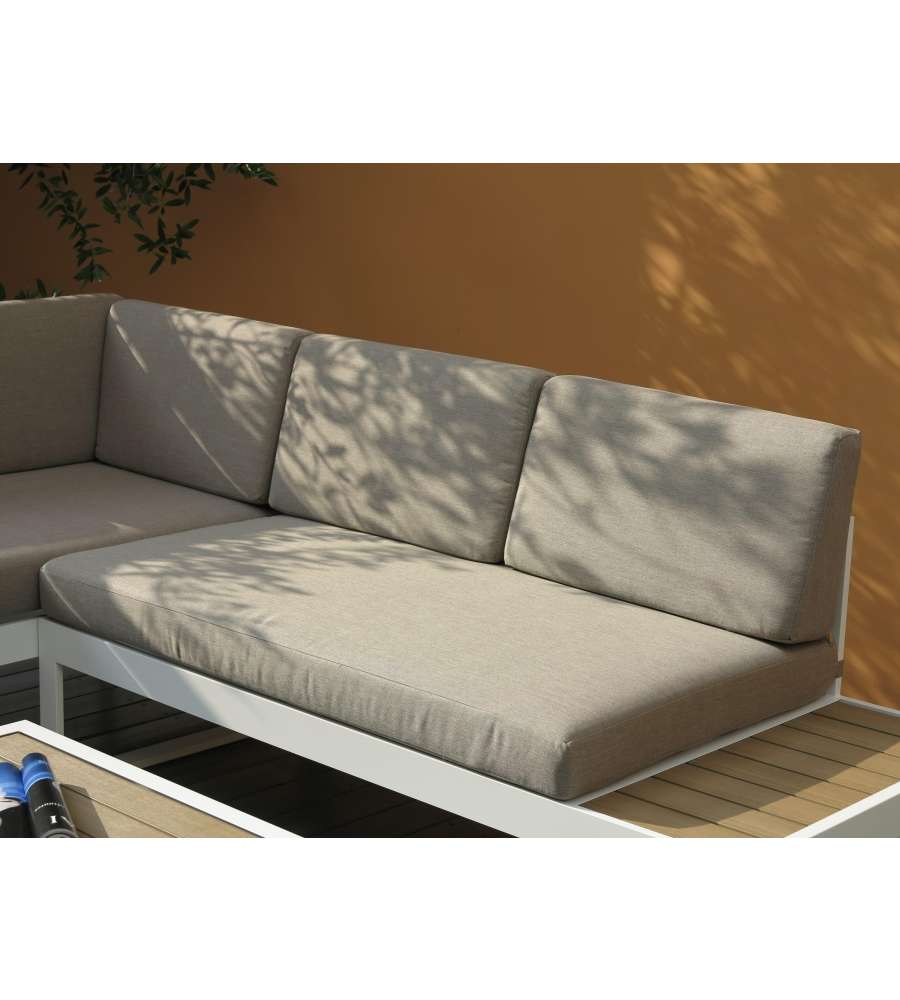 Domo Mea Salotto da giardino Silvia in alluminio bianco e rovere