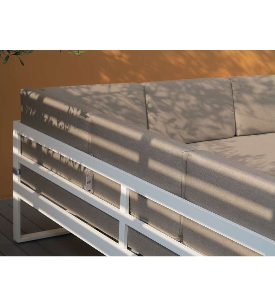 Domo Mea Salotto da giardino Silvia in alluminio bianco e rovere