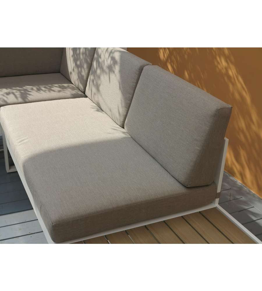 Domo Mea Salotto da giardino Silvia in alluminio bianco e rovere