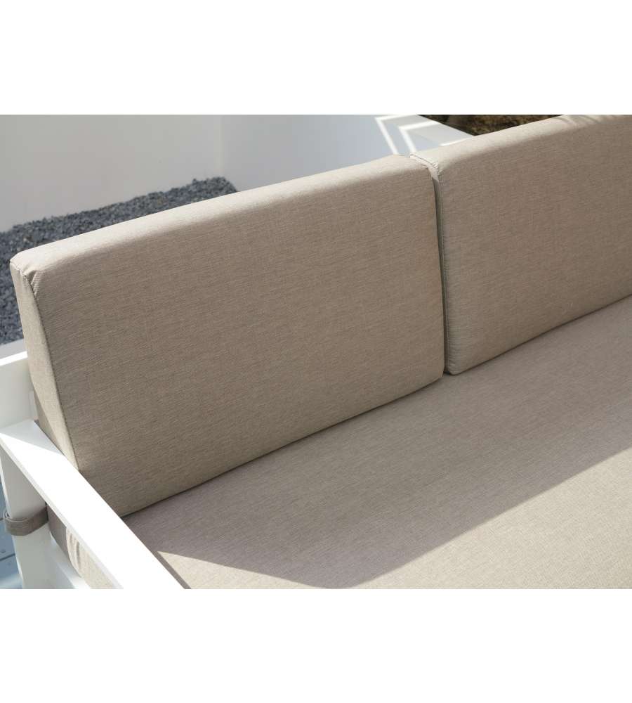Domo Mea Salotto da giardino Silvia in alluminio bianco e rovere