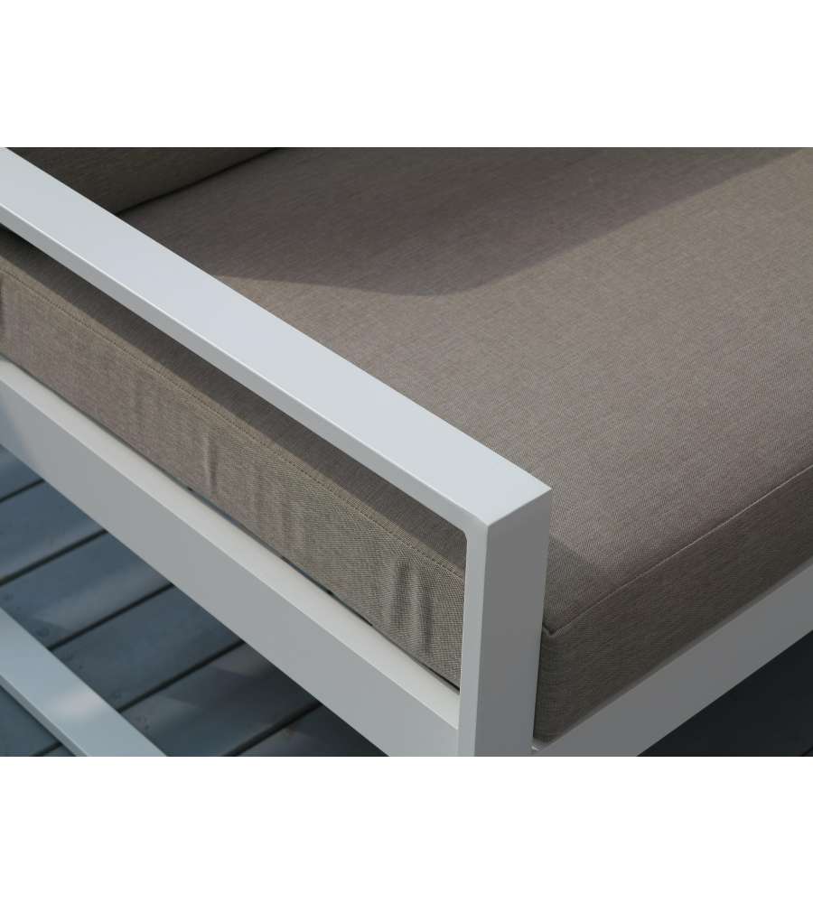Domo Mea Salotto da giardino Silvia in alluminio bianco e rovere