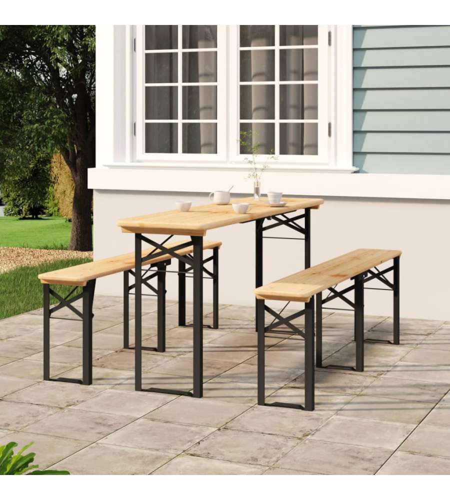 Set Birreria in Legno Richiudibile - Naturale - 120x60 cm
