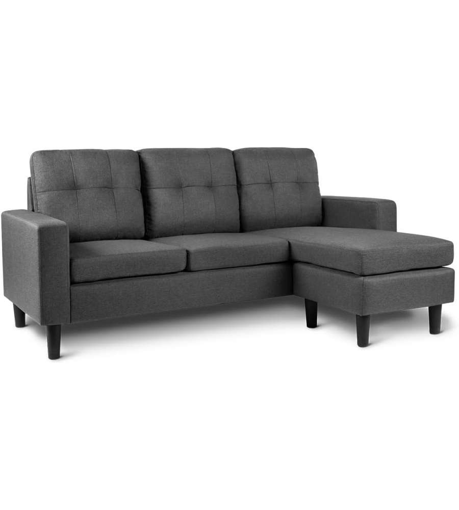 Domo Mea Divano Corner Moderna Grigio Reversibile 3 Posti - Comfort e Stile per il Tuo Soggiorno - Misure 215 x 148 x 82 h cm