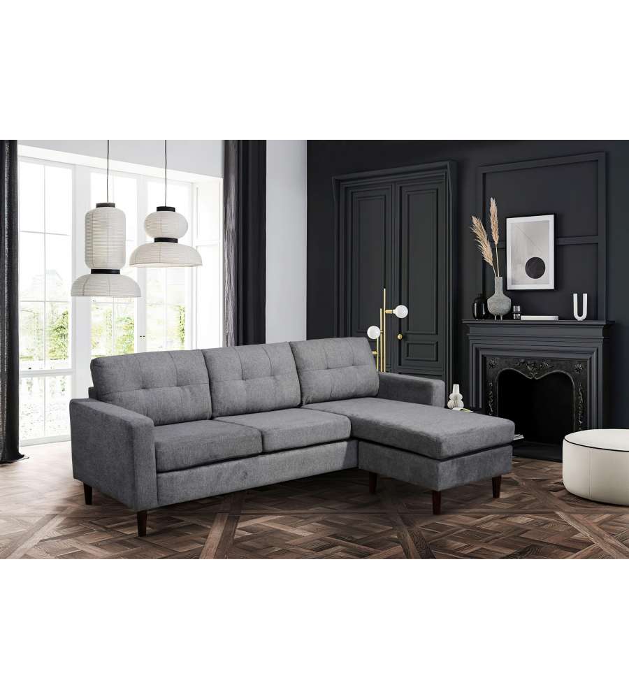 Domo Mea Divano Corner Moderna Grigio Reversibile 3 Posti - Comfort e Stile per il Tuo Soggiorno - Misure 215 x 148 x 82 h cm