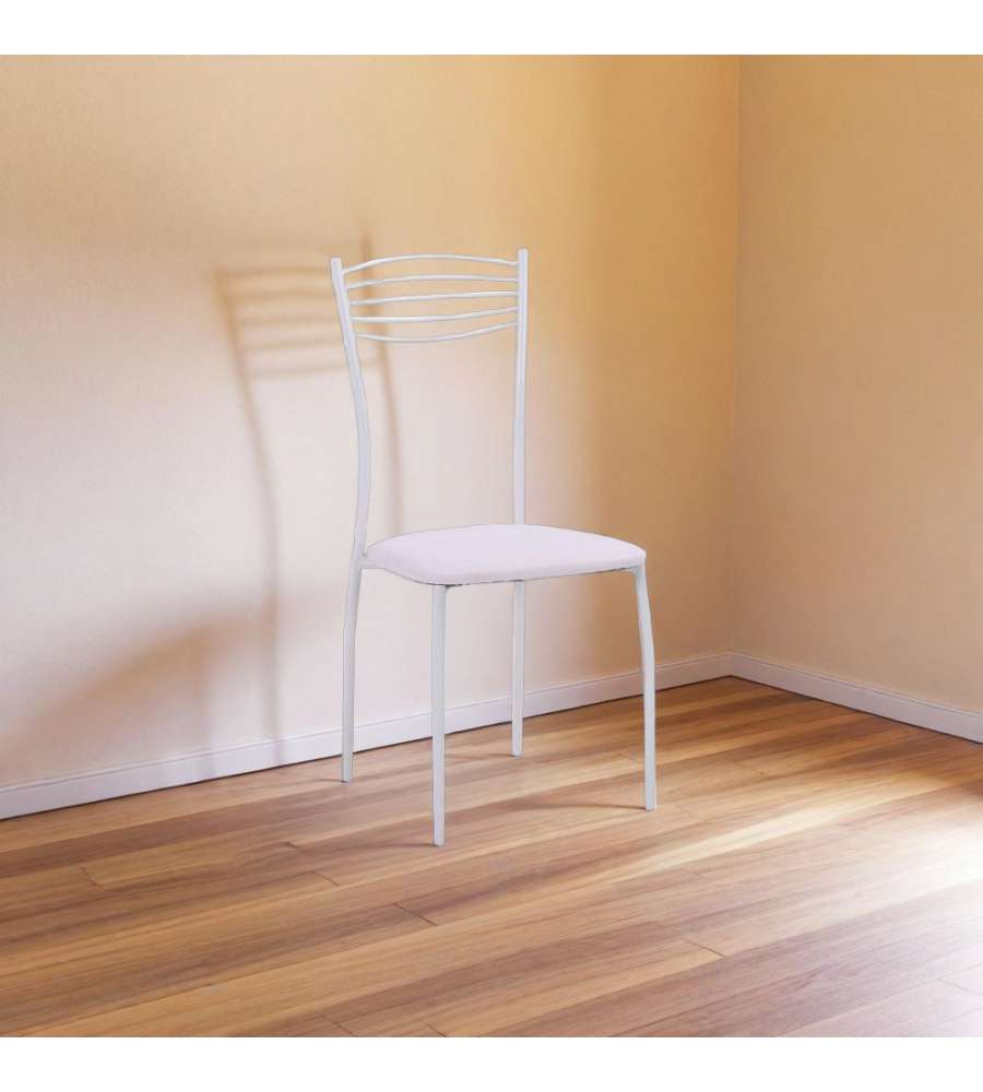 Sedia Cucina Adriana in Ecopelle Bianca - 40x46x90 cm