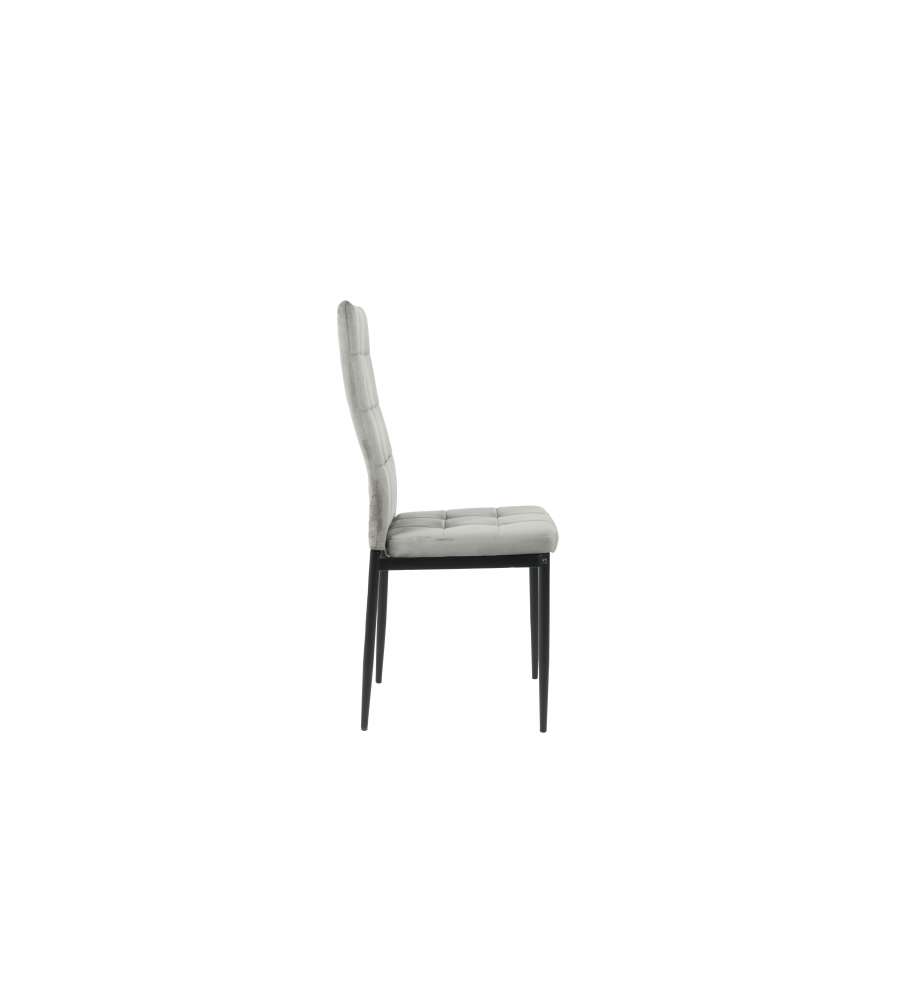 Domo Mea Sedia Sassonia in Velluto Antracite - Design Moderno 42x49x97 cm