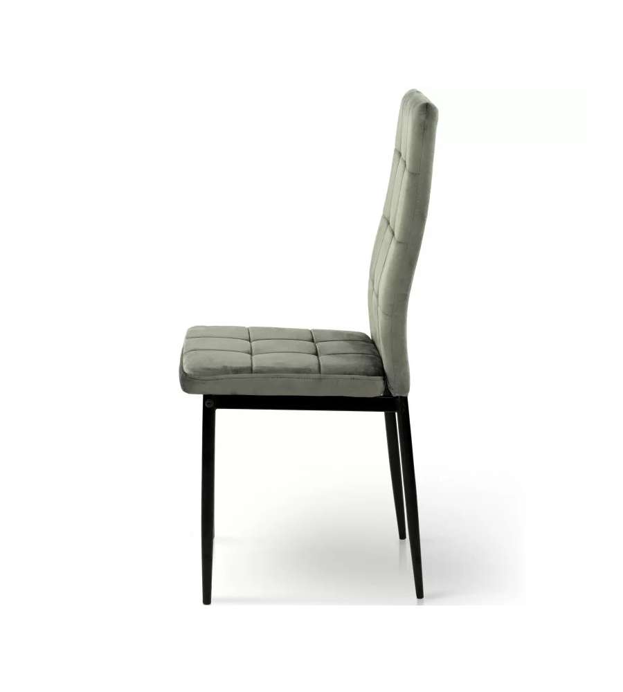 Domo Mea Sedia Sassonia in Velluto Antracite - Design Moderno 42x49x97 cm
