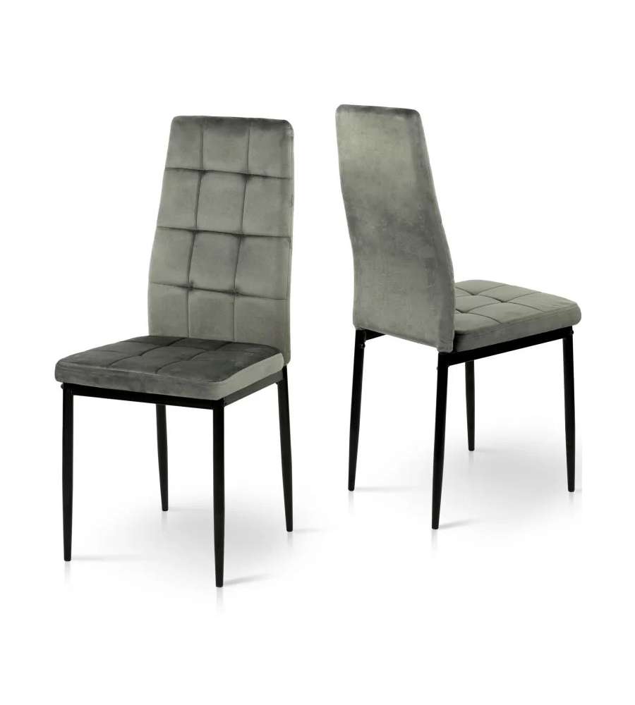 Domo Mea Sedia Sassonia in Velluto Antracite - Design Moderno 42x49x97 cm