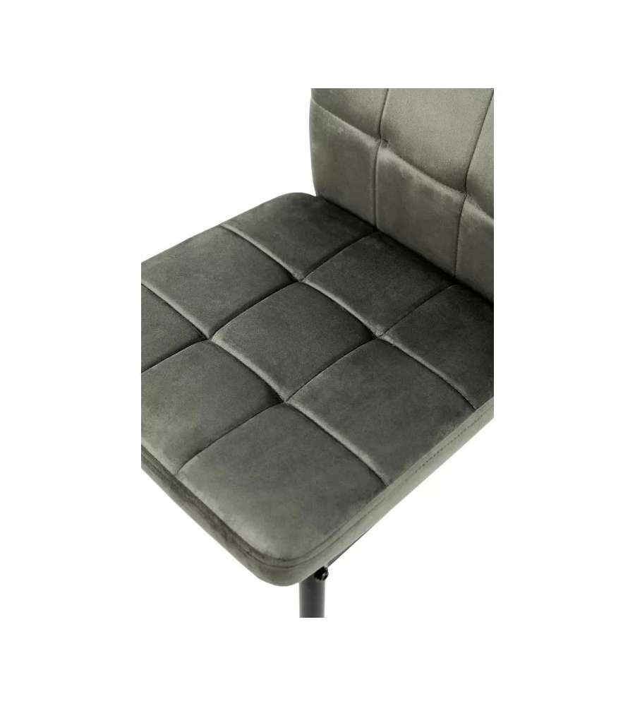 Domo Mea Sedia Sassonia in Velluto Antracite - Design Moderno 42x49x97 cm