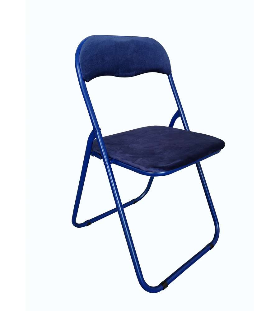 Domo Mea Sedia Pieghevole Velvet Blu - Confortevole e Salvaspazio 44x45x79 cm