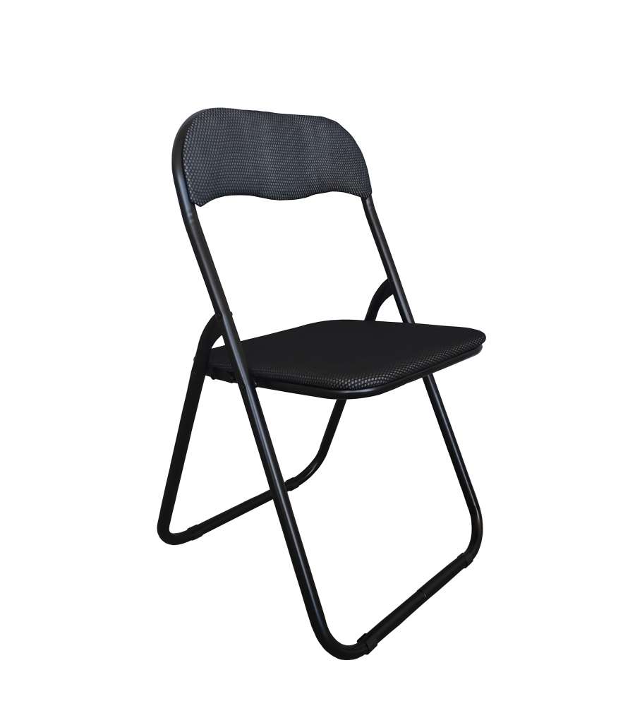 Sedia Pieghevole in Tessuto Rete Nero Misura 44x45x79h cm