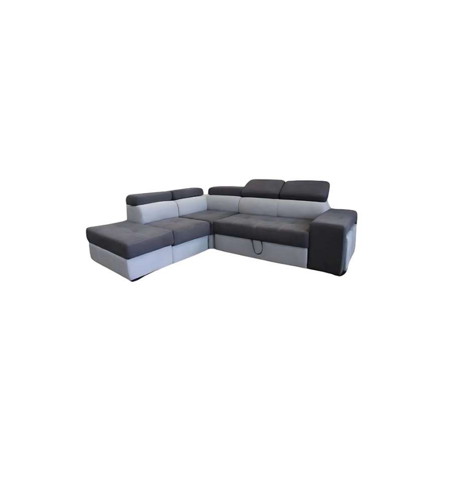 Divano letto Angolare Antonello Grigio con 2 Pouf - Contenitore